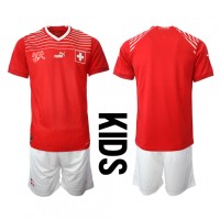 Camisa de Futebol Suíça Equipamento Principal Infantil Mundo 2022 Manga Curta (+ Calças curtas)